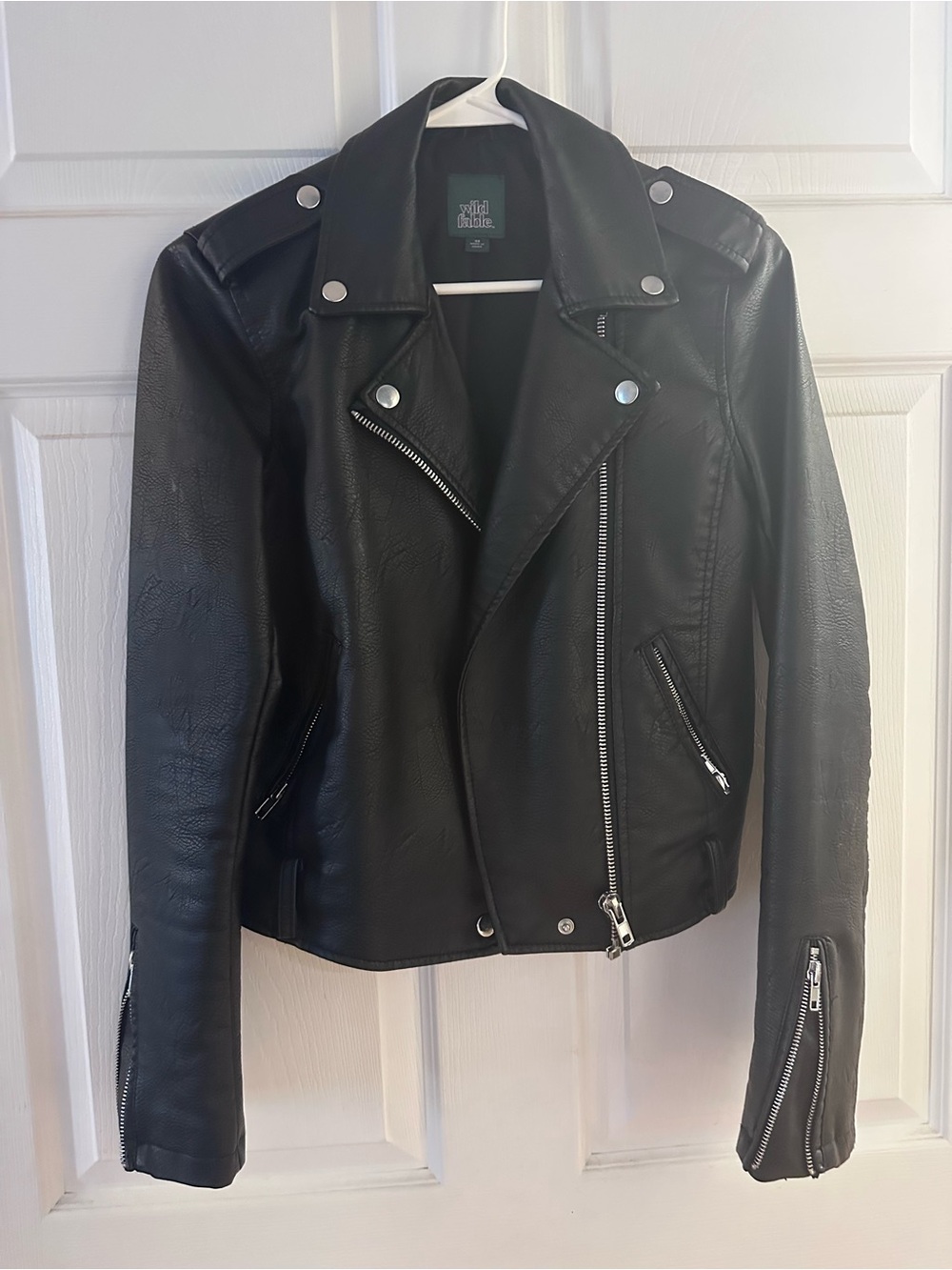 Wild Fable Faux Leather Black Moto Jacket XS